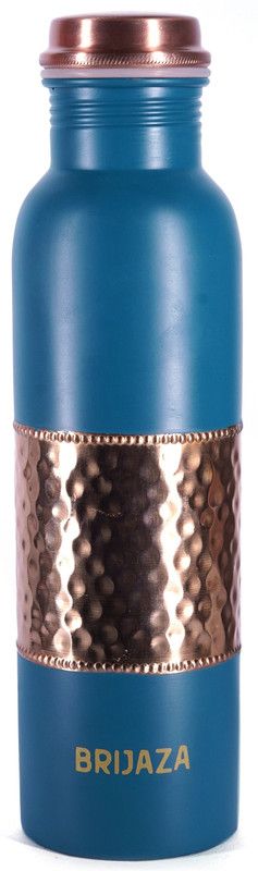 BRIJAZA Classic Pure Copper Printed Water Bottles With Ayurvedic benifits 950 ml Bottle  (Pack of 1, Green, Copper)