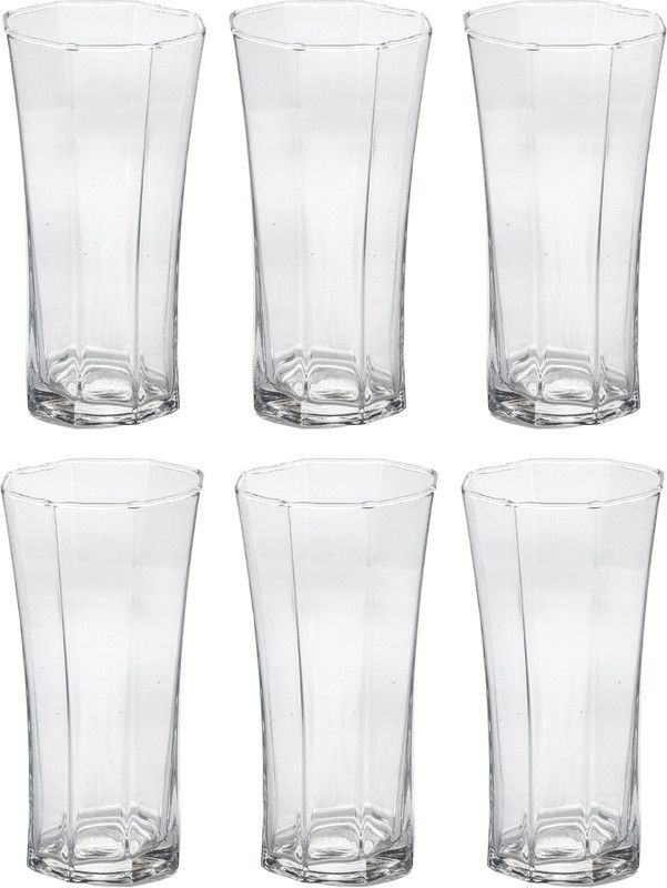 Somil (Pack of 6) Multipurpose Designer Look Transparant Glass Set Of Four No_SK56 Glass Set Water/Juice Glass  (330 ml, Glass, Clear)