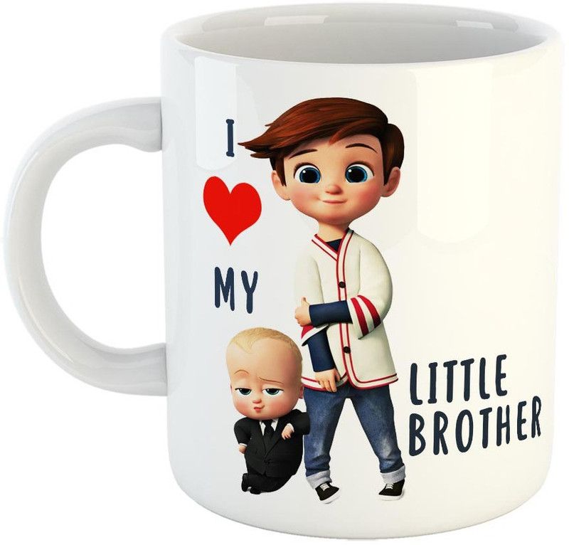 FABTODAY I Love My Little Brother Coffee - Best Gift for Brother on Birthday - Color - White Ceramic Coffee Mug  (350 ml)