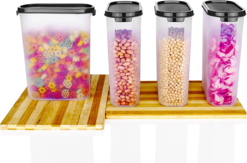 MAHADEV Plastic Grocery Container - 2400 ml  (Pack of 4, Black)