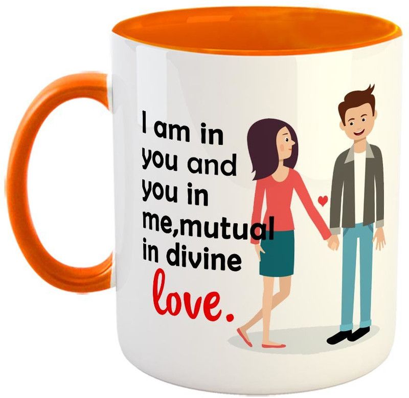 FABTODAY My Days and Night are spent thinking of you Coffee - Best Valentine Gift for Husband and Boyfriend Girlfriend Wife - Color - Orange Ceramic Coffee Mug  (350 ml)