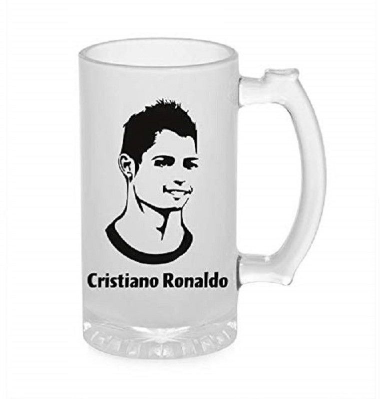 ShikharRetails BeerMug_CristianoRonaldo Glass Beer Mug  (500 ml, Glass, White)
