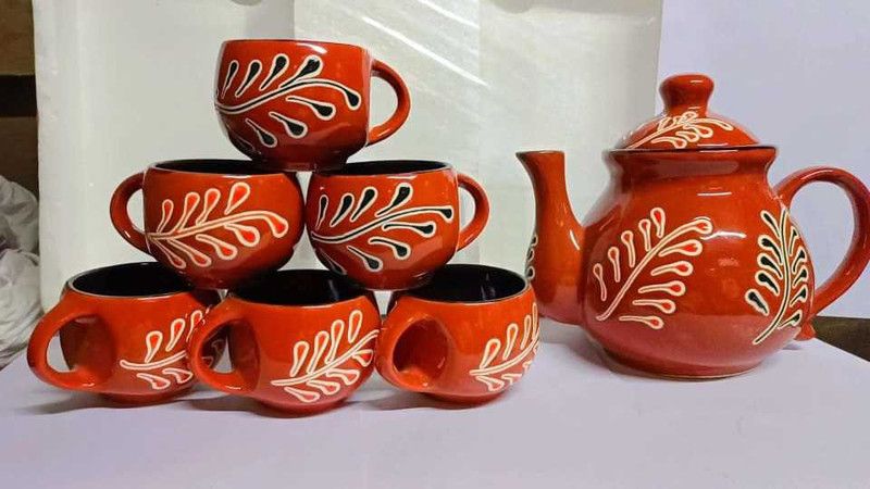 Rpceramic Pack of 6 Ceramic  (Brown, Cup Set)