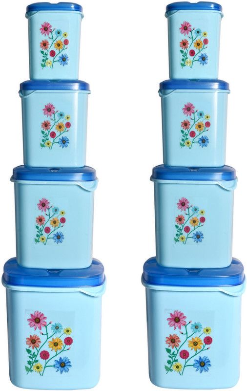 STOREMASTER Plastic Utility Container - 300 ml, 650 ml, 1000 ml, 1500 ml  (Pack of 8, Blue)