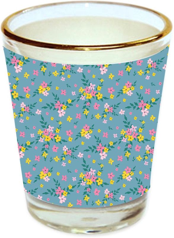 Sri Sai Shopping vodka shot glass multicolor floral design with golden rim for home and bar accessories 40ml (style-10180) Glass Shot Glass  (40 ml, Glass, Multicolor)