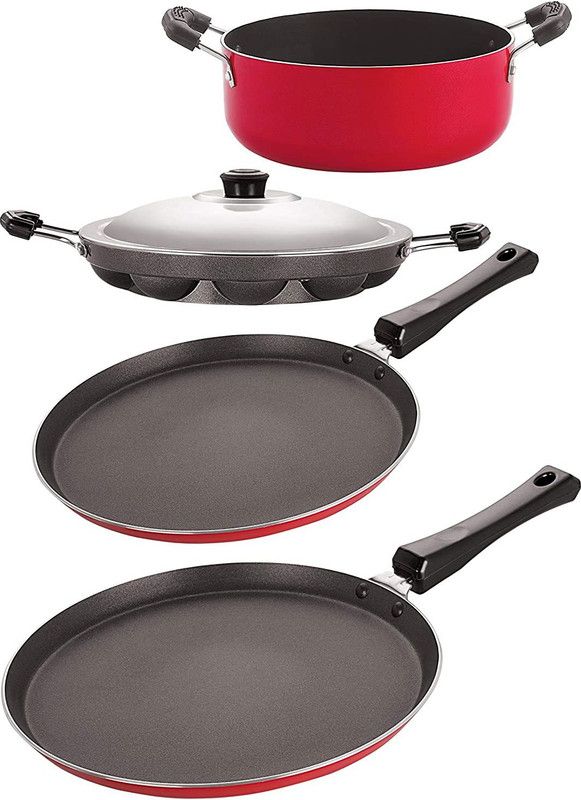 NIRLON FT13_FT10_AP12_CS20 Non-Stick Coated Cookware Set  (PTFE (Non-stick), Aluminium, 4 - Piece)