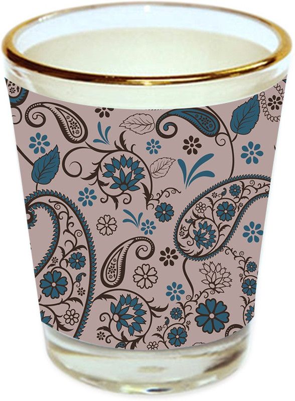 Sri Sai Shopping vodka shot glass multicolor floral design with golden rim for home and bar accessories 40ml (style-10327) Glass Shot Glass  (40 ml, Glass, Multicolor)