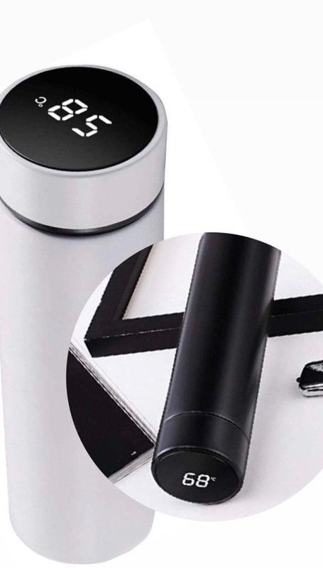 Oink Temperature Bottle with LED Display with Touch Screen 500ml (Black)-SET OF 1-Z24 500 ml Bottle  (Pack of 1, Black, Steel)