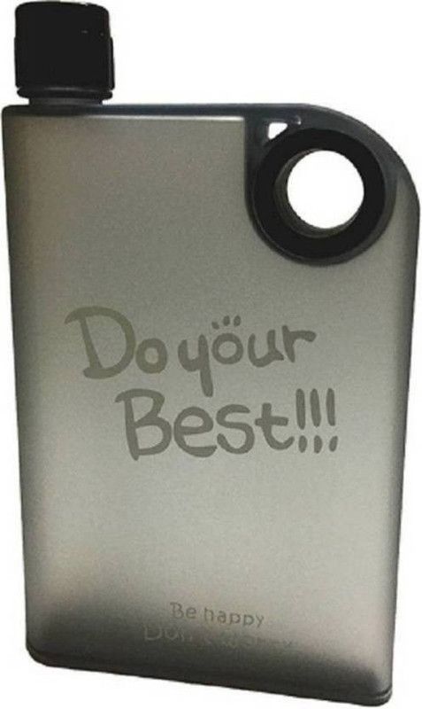klassy Notebook water Bottle 380 ml Black 380 ml Bottle  (Pack of 1, Black, Plastic)