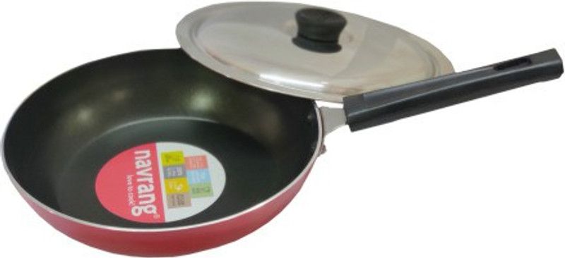 NAVRANG Fry Pan 22 cm diameter with Lid 1.2 L capacity  (Aluminium, Non-stick)