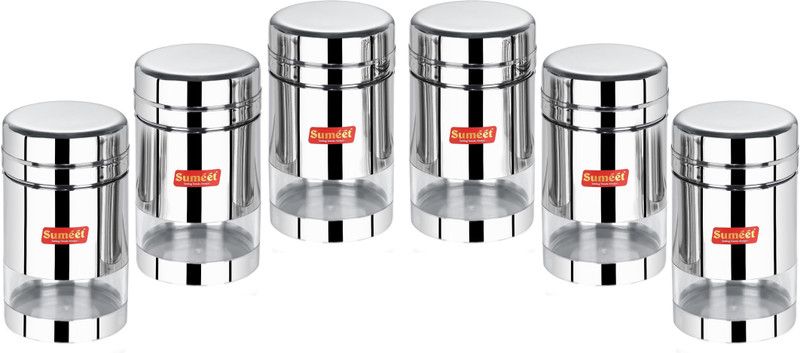 Sumeet Steel Utility Container - 700 ml  (Pack of 6, Silver)
