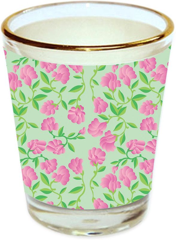 Sri Sai Shopping vodka shot glass multicolor floral design with golden rim for home and bar accessories 40ml (style-10357) Glass Shot Glass  (40 ml, Glass, Multicolor)