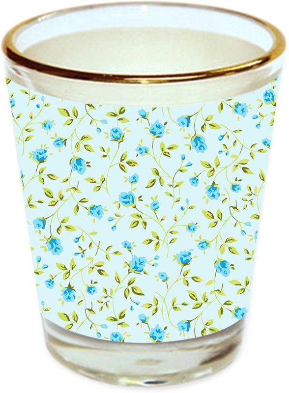 Sri Sai Shopping vodka shot glass multicolor floral design with golden rim for home and bar accessories 40ml (style-10505) Glass Shot Glass  (40 ml, Glass, Multicolor)