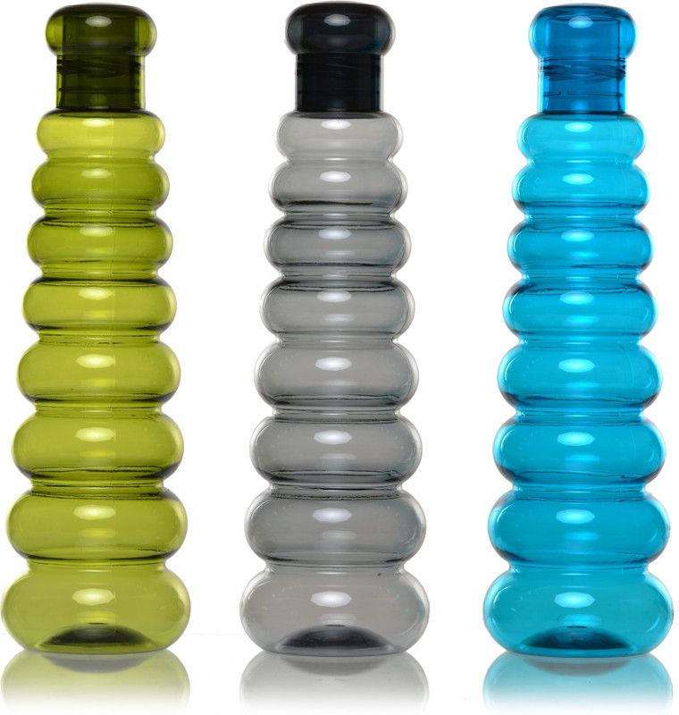 Flipkart SmartBuy Shank Shape water bottle of 1000 ml Bottle  (Pack of 3, Multicolor, PET)