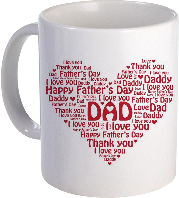 COLOR YARD best I love dad with multiple quote design on white Ceramic Coffee Mug  (325 ml)