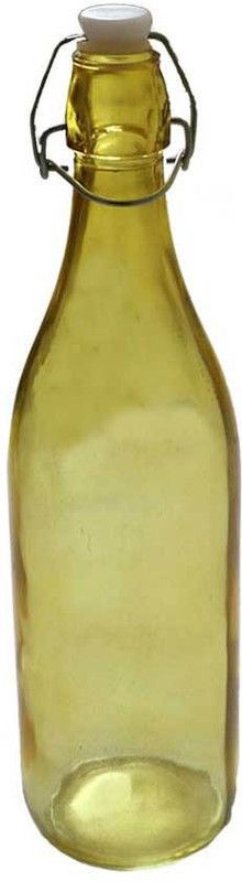 The Home Talk THTBottleRoundYellow 1000 ml Bottle  (Pack of 2, Yellow, Glass)