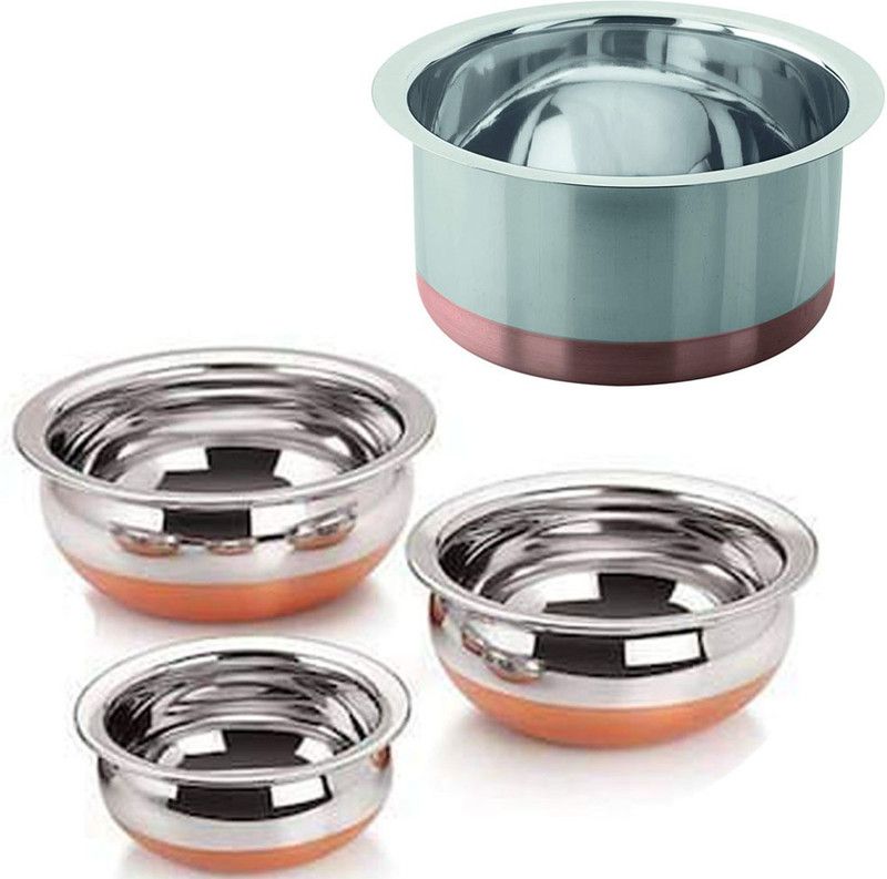 Neera Tope Set 0.4 L, 0.7 L, 1.1 L, 1.8 L capacity 17 cm diameter  (Stainless Steel)
