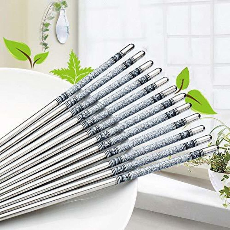Jariwala Enterprise Eating Stainless Steel Chinese Chopstick  (Silver Pack of 10)
