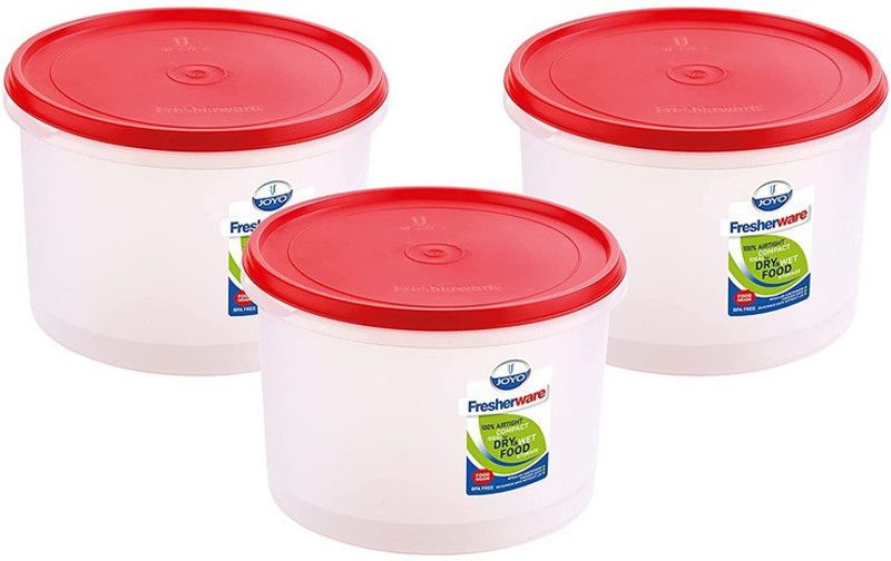 JOYO - 4000 ml Plastic Grocery Container  (Pack of 3, Red)