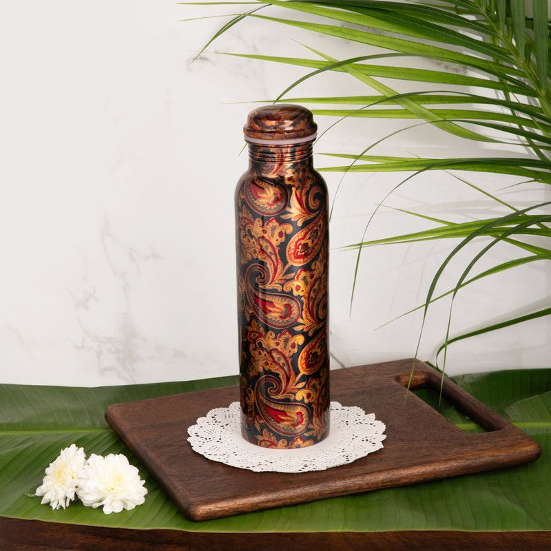 Flipkart SmartBuy 100% Pure copper Modern art digital printed copper bottle 1000 ml Bottle  (Pack of 1, Multicolor, Copper)