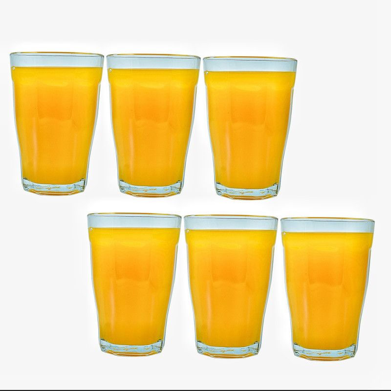 DealFly (Pack of 6) New Transparent Water/Juice Glass Set (Pack Of 6)-MR90 Glass Set Water/Juice Glass  (330 ml, Glass, Clear)