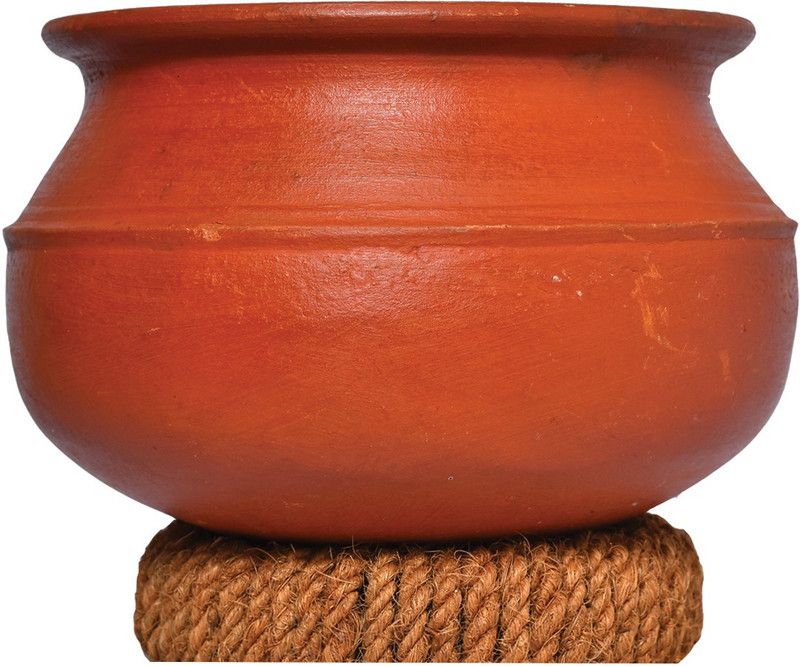 Frills & Colours Clay Pot for Cooking and Serving / Mitti ke Bartan- Dahi Handi -Natural Red Handi 5 L  (Earthenware)