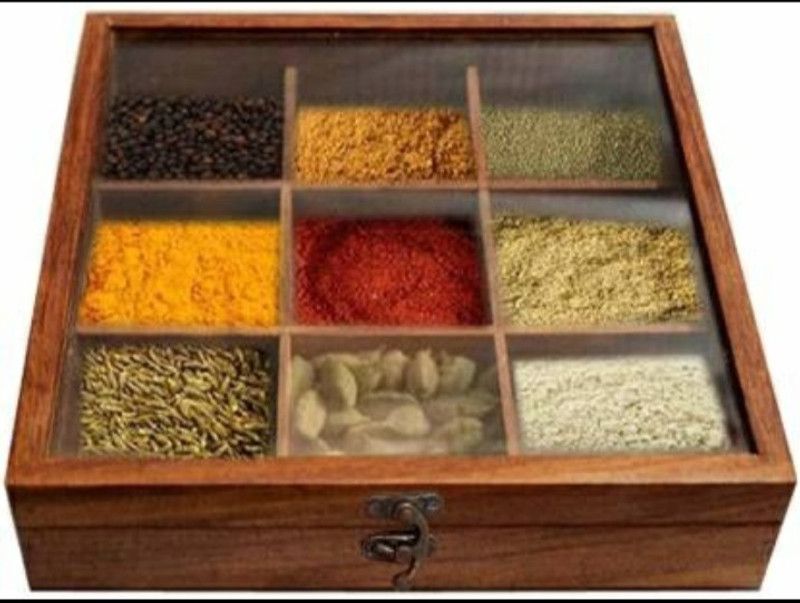sargam craft Spice Set Wooden, Glass  (1 Piece)