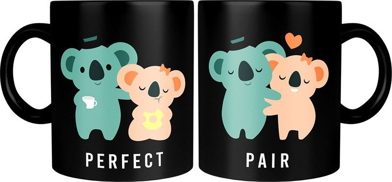 Sash PERFECT PAIR Ceramic Coffee (330 ml, Pack of 2) Ceramic Coffee Mug  (330 ml, Pack of 2)