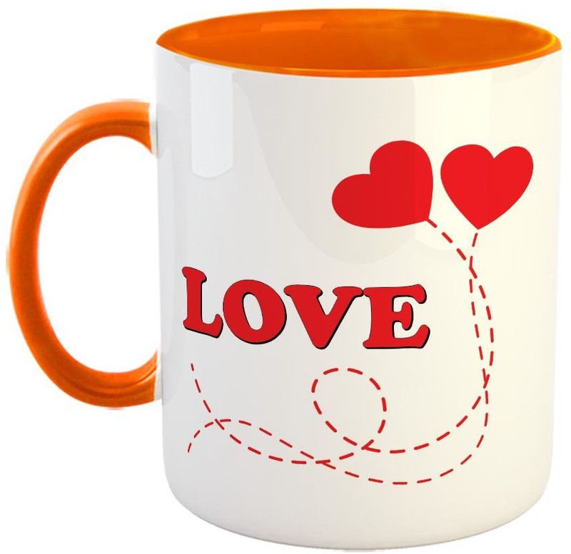 FABTODAY Spread love not hate Coffee - Best Gift for Husband, Boyfriend, Girlfriend, Wife, Valentines Day - Color - Orange (0581) Ceramic Coffee Mug  (350 ml)