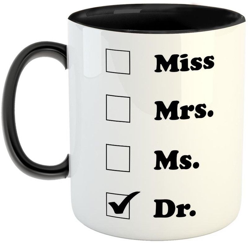 Furnish Fantasy Best Doctor Ceramic Coffee - Best Gift for Doctor - Color - Black (0898) Ceramic Coffee Mug  (350 ml)