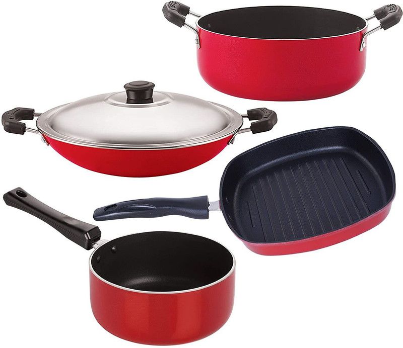 NIRLON SP(M)_AC_GP22_CS22 Non-Stick Coated Cookware Set  (PTFE (Non-stick), Aluminium, 4 - Piece)