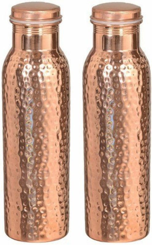 Svcrafts Copper Bottle_HB02 1000 ml Flask  (Pack of 2, Brown, Copper)