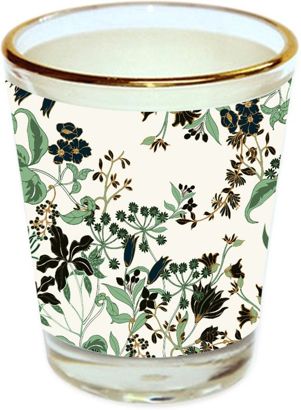 Sri Sai Shopping vodka shot glass multicolor floral design with golden rim for home and bar accessories 40ml (style-10245) Glass Shot Glass  (40 ml, Glass, Multicolor)