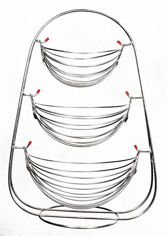 Divine Divine Stainless Steel Vegetable and Fruit Basket Fruits/Vegetables Kitchen Rack  (Steel, Silver)