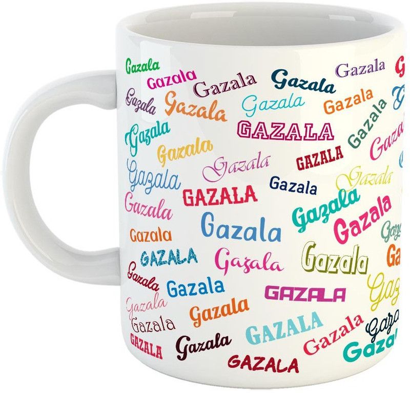 Furnish Fantasy Personalised Happy Birthday Ceramic Coffee - Best Birthday Gift for Son, Daughter, Brother, Sister, Gift for Kids, Return Gift - Color - White, Name - Gazala Ceramic Coffee Mug  (350 ml)