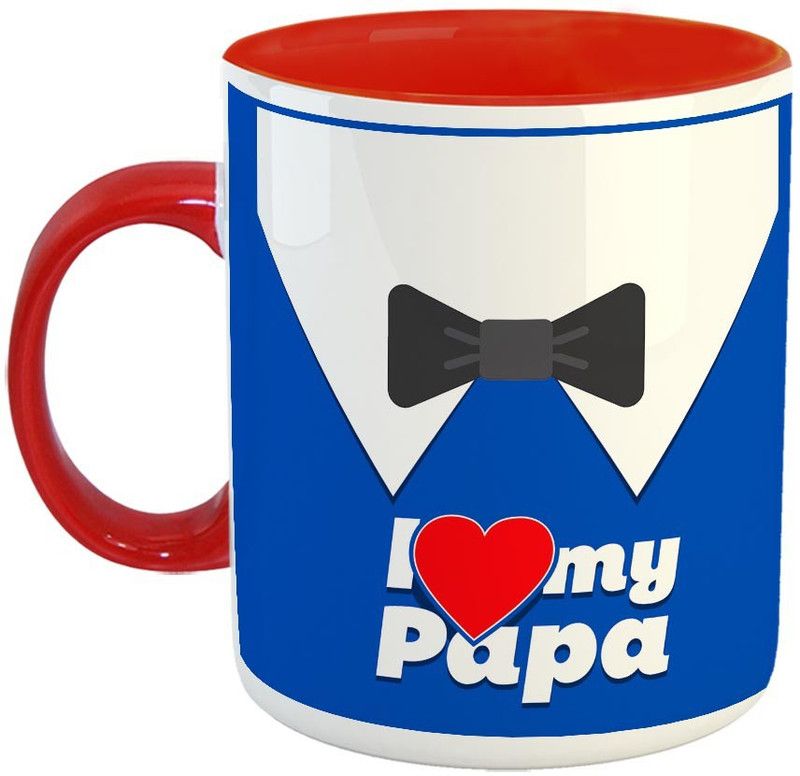 FABTODAY I Love My Papa Coffee - Best Gift for Dad on Birthday/Father's Day - Color - Red Ceramic Coffee Mug  (350 ml)