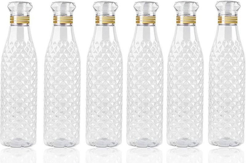 darkhood Crystal Clear Water Bottle for Fridge for Home Office Gym School Boy Unbreakable 1000 ml Bottle  (Pack of 6, Clear, Plastic)