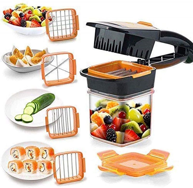 TRENDBIT New 5 in 1 Multifunction Vegetable Cutter Manual Vegetable Quick Dicer Fruit Chopper Slicer Non-Skid Base Slicer and Chopper Vegetable & Fruit Chopper (1 x Nicer Dicer, 5 Blade) Vegetable & Fruit Chopper  (1)