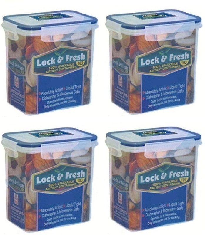 Kritika Enterprise Lock & Fresh-103 Airtight - 1300 ml Plastic Utility Container  (Pack of 4, Clear)