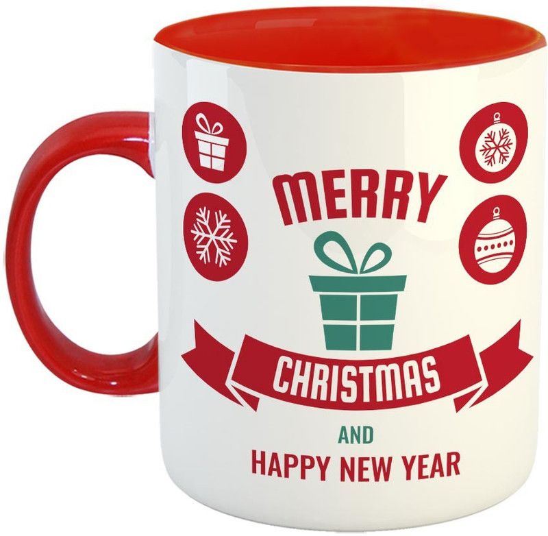 Furnish Fantasy Christmas Ceramic Coffee - Best Gift for Christmas - Color - Red (1021) Ceramic Coffee Mug  (350 ml)