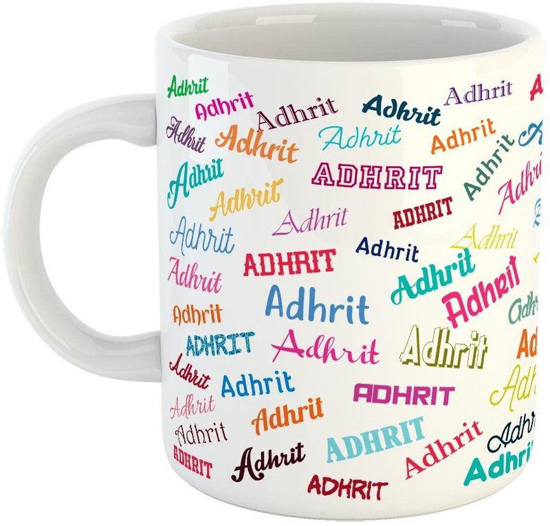 Furnish Fantasy Personalised Happy Birthday Ceramic Coffee - Best Birthday Gift for Son, Daughter, Brother, Sister, Gift for Kids, Return Gift - Color - White, Name - Adhrit Ceramic Coffee Mug  (350 ml)
