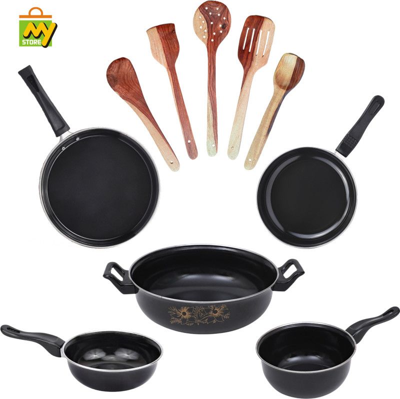Indus Induction Bottom Cookware Set  (PTFE (Non-stick), Cast Iron, 10 - Piece)