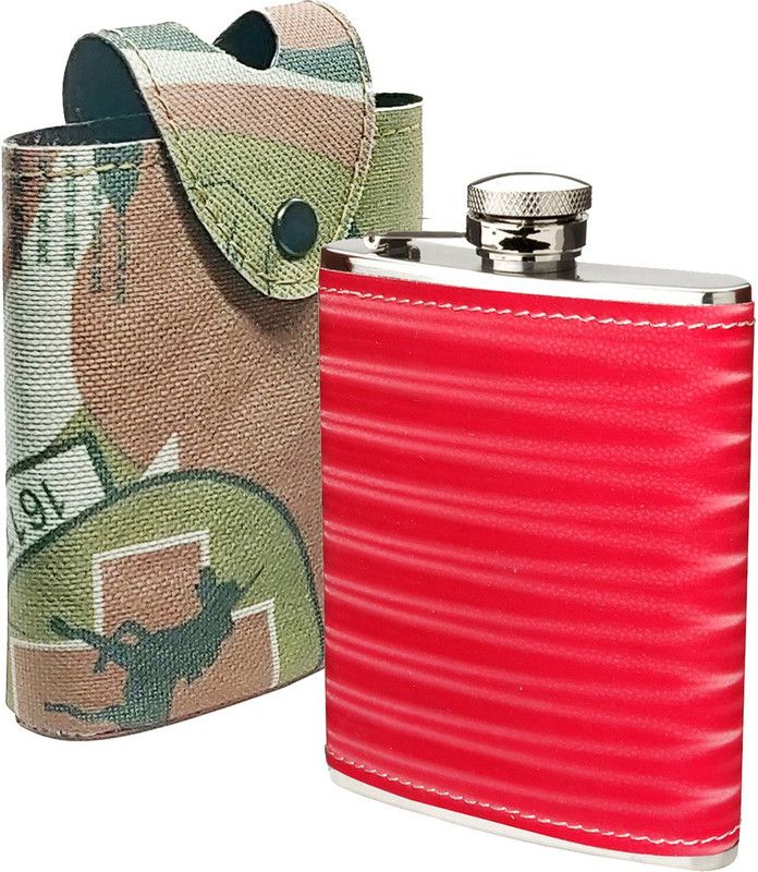 JMALL ™ 1992 Red Color 3D Hip Flask With Jungle Print Cover For Beer Wine Storage Stainless Steel Hip Flask  (204 ml)