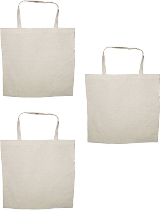 Vissage Premium Cotton Canvas Grocery Bag Pack of 3 Grocery Bags  (Grey)