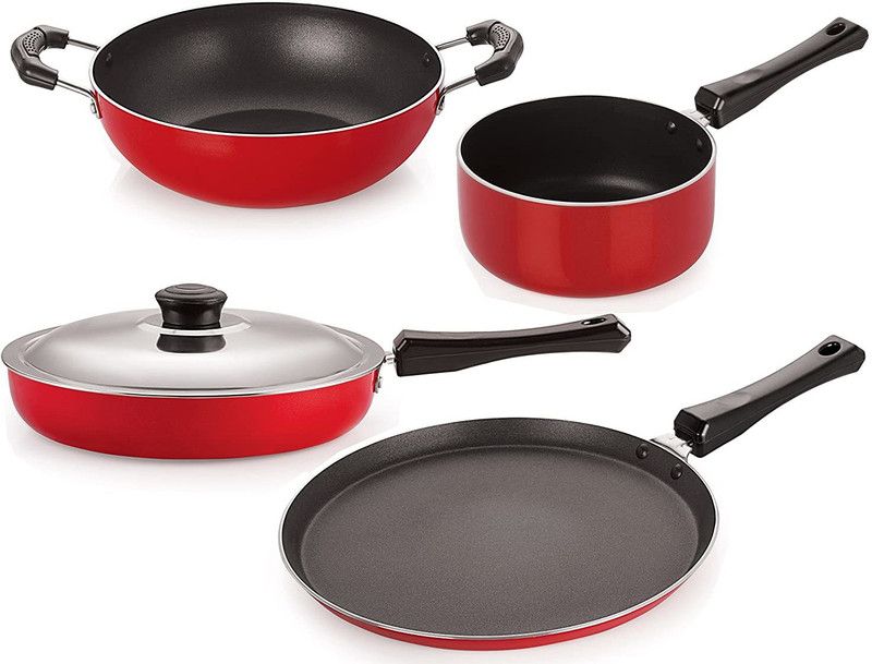 NIRLON Non-Stick Coated Cookware Set  (Aluminium, PTFE (Non-stick), 4 - Piece)