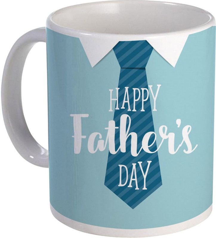 COLOR YARD best happy fathers with tie design on white Ceramic Coffee Mug  (325 ml)