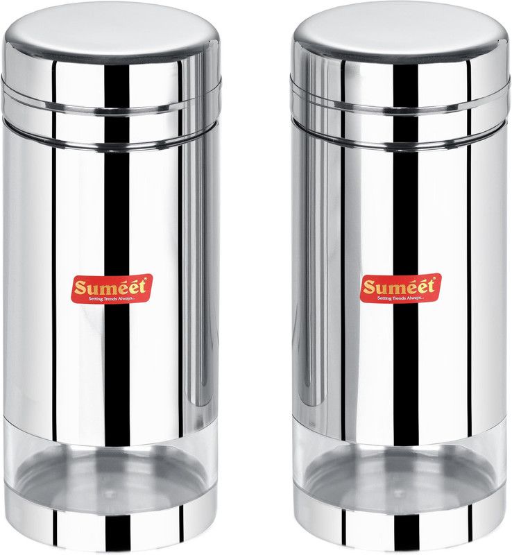 Sumeet Steel Utility Container - 1000 ml  (Pack of 2, Silver)