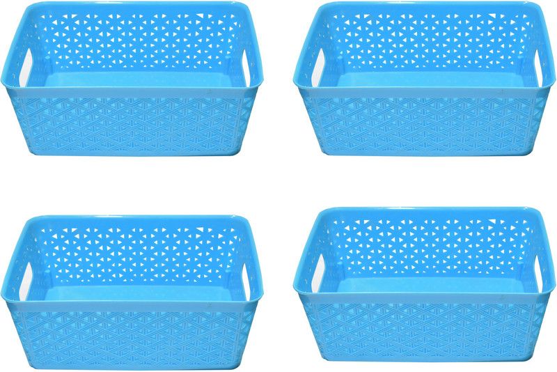 Xllent Plastic Storage basket / Make-up Organizer / Things Organizer (set of 4) - Sky Blue Storage Basket  (Pack of 4)