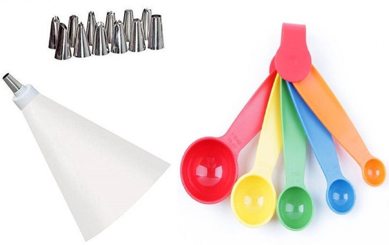 H D Enterprise 2IN1 NOZZLES WITH SPOONS Kitchen Tool Set  (Silver, Baking Tools)