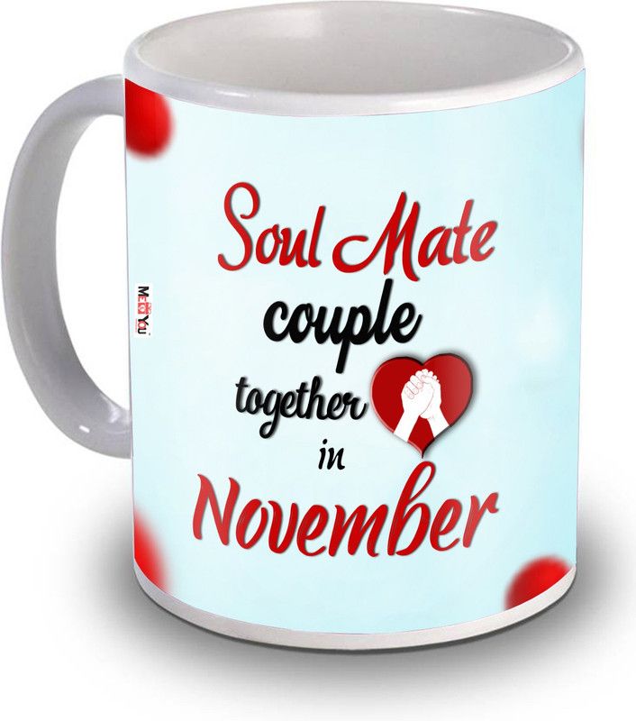 ME&YOU Soul Mate couple together in November Printed Ceramic Coffee Ceramic Coffee Mug  (325 ml)